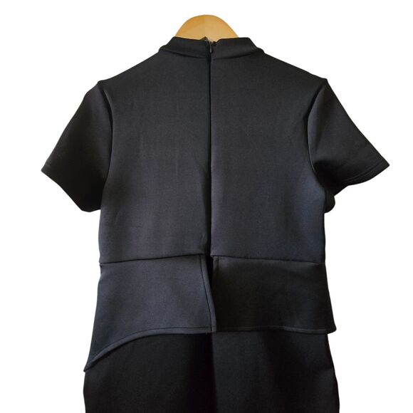 Black Retro 40s/50s Style Peplum Dress. Neck Bowtie. Fits Sz 14. Curvy Mad Men - Picture 7 of 9